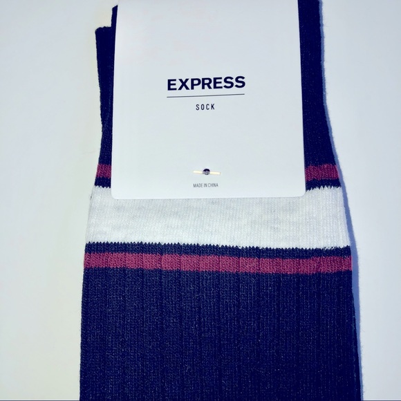 NEW EXPRESS Socks Triple Stripe Dress Socks Navy Men’s Size 8 - 13 - Picture 5 of 12